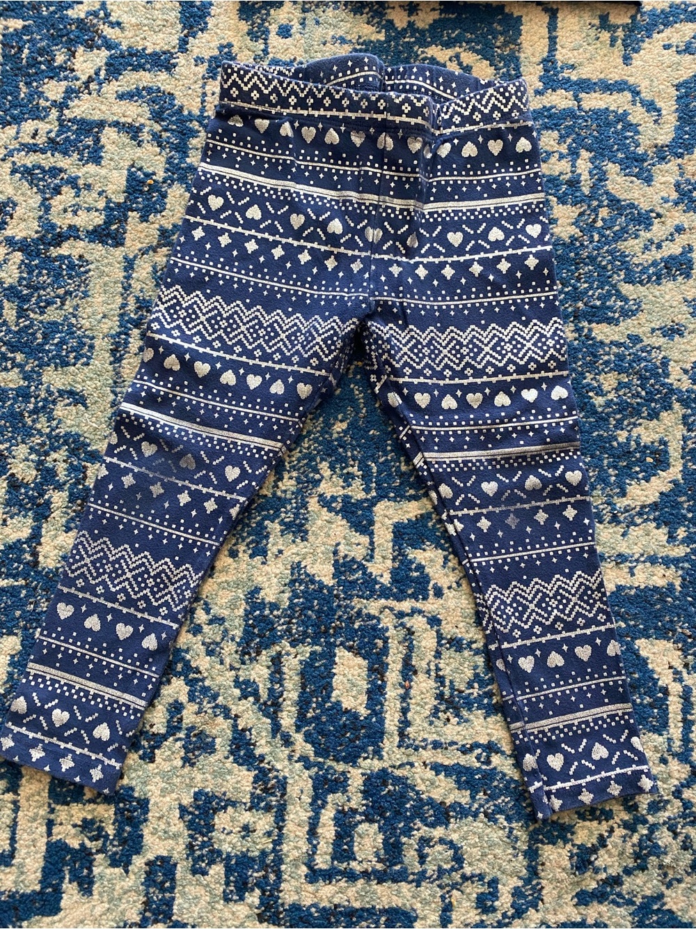 jumping beans Navy & White Heart Fair Isle Leggings